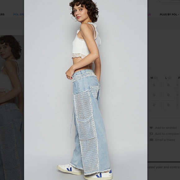 POL “ Palm Springs “ POL Pants with Pleated Yoke and Mesh Overlay Detail BR40 - Picture 6 of 6